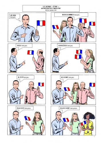 être, verbes, conjugaison, verbs, French, comic strip, français, bande dessinée