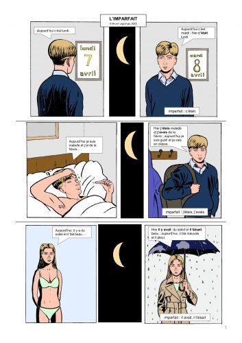 imparfait, conjugaison, verbe, verb, French, bande dessinée, comic strip