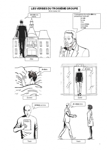 troisième groupe, verbes, conjugaison, verbs, French, comic strip, français, bande dessinée